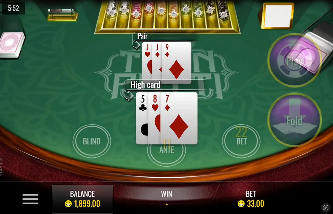 Teen Patti Rival Winning Hand