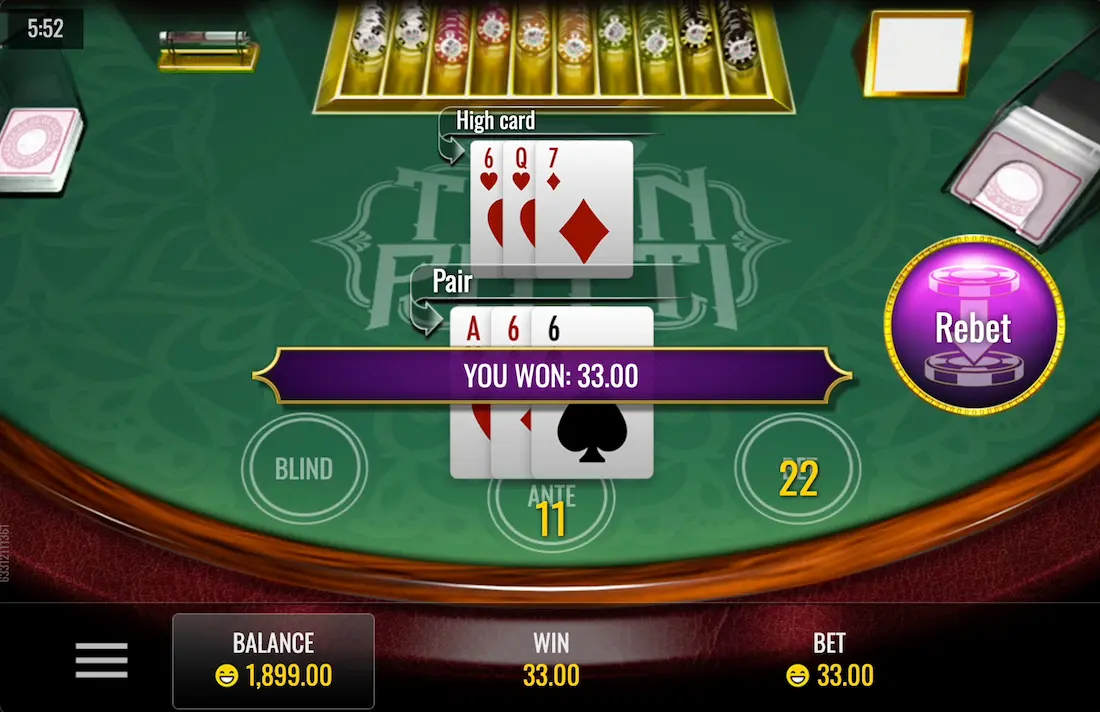 Teen Patti Hand Ranks Example